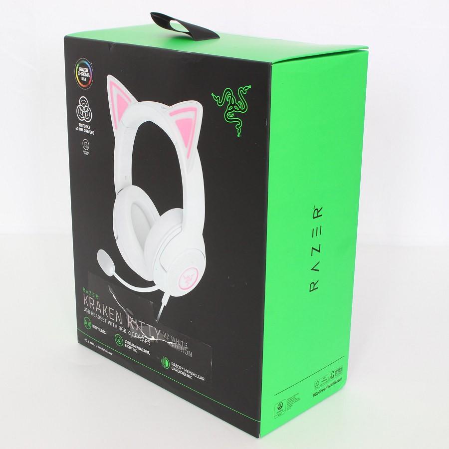 ボーナスストア+5％【新品未開封】Razer Kraken Kitty V2 RZ04-04730600-R3M1 ホワイト ネコミミゲーミングヘッドセット ヘッドホン レイザー 本体 |  | 02