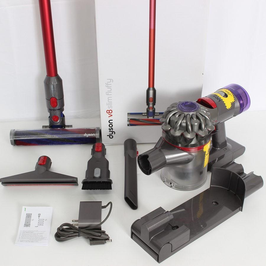 【ボーナスストア+5％】ダイソン V8 Slim Fluffy ニッケル/アイアン/レッド SV10KSLM サイクロン式コードレススティッククリーナー Dyson 本体 | 