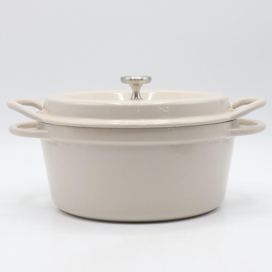 ボーナスストア+5％【美品】バーミキュラ オーブンポットラウンド 18cm マグネットトリベット付 NBG18R ナチュラルベージュ 無水 ホーロー 両手鍋 本体 |  | 02