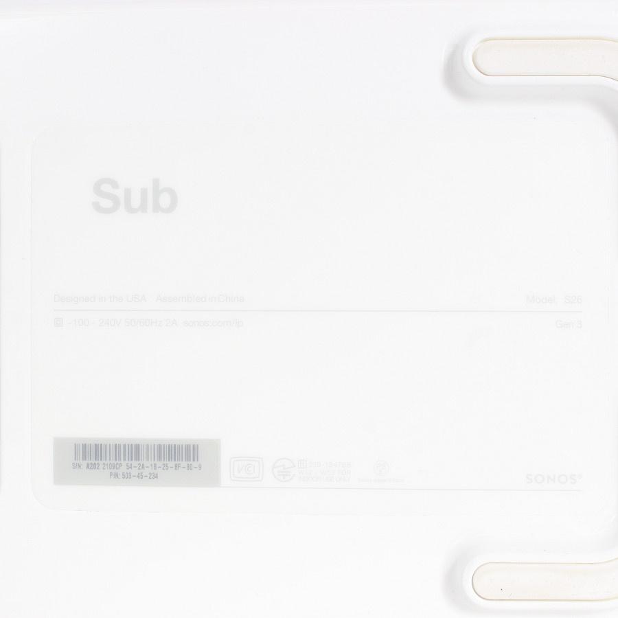 ボーナスストア+5％【美品】Sonos Sub Gen3 ワイヤレスサブウーファー SUBG3JP1 ホワイト AirPlay2対応 スピーカー ホームシアター ソノス 本体 |  | 07