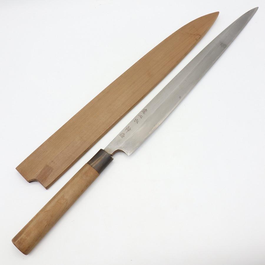 【ボーナスストアPlus】源正吉 柳包丁 尺二 栗型柄 鞘付 刃渡り約355mm 和包丁 柳刃 | 