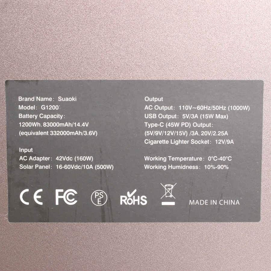 ボーナスストア+5％】Suaoki G1200 ポータブル電源 332000mAh/1200Wh