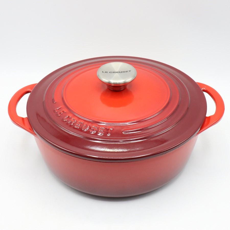ボーナスストア+5％【美品】ル・クルーゼ シグニチャー ココット・ジャポネーズ 22cm チェリーレッド ホーロー 両手鍋 LE CREUSET 本体 | 