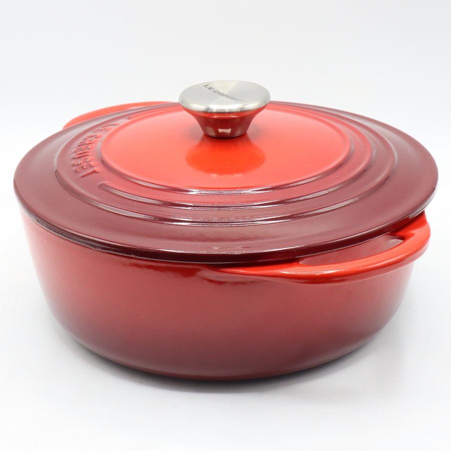 ボーナスストア+5％【美品】ル・クルーゼ シグニチャー ココット・ジャポネーズ 22cm チェリーレッド ホーロー 両手鍋 LE CREUSET 本体 |  | 01