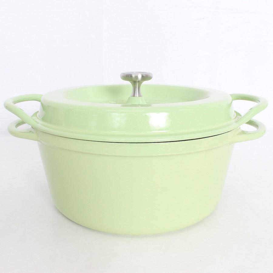 ボーナスストア+5％【美品】バーミキュラ オーブンポットラウンド 22cm GRN22R パールグリーン レシピブック付き 無水 ホーロー 両手鍋 本体 |  | 01