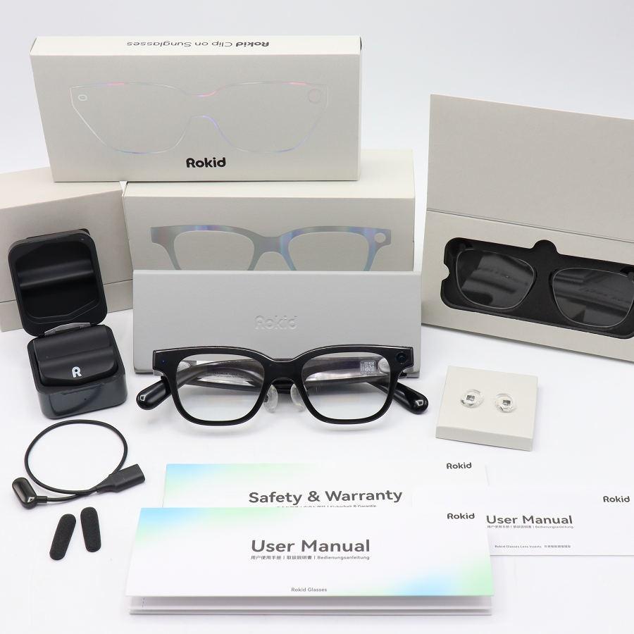 ボーナスストアPlus【美品】Rokid Glasses RV101 追加アクセサリー付属 AI ARスマートグラス 12MPカメラ 翻訳対応 ロキッド 本体 | 