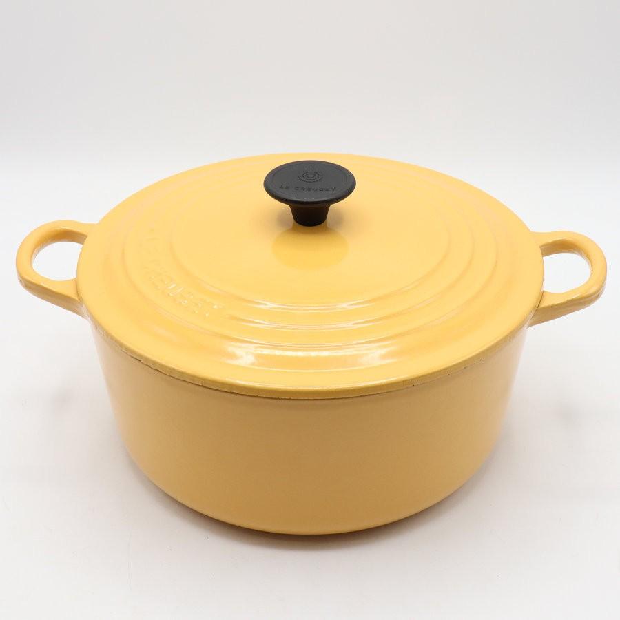 【ボーナスストアPlus】ル・クルーゼ ココット・ロンド 22cm 2501-22-04 サフランイエロー ホーロー 両手鍋 Le Creuset 本体 | 