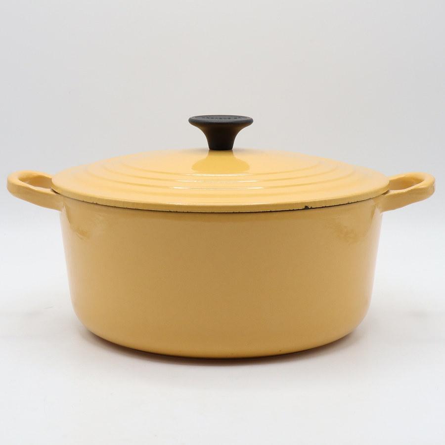 【ボーナスストアPlus】ル・クルーゼ ココット・ロンド 22cm 2501-22-04 サフランイエロー ホーロー 両手鍋 Le Creuset 本体 |  | 01