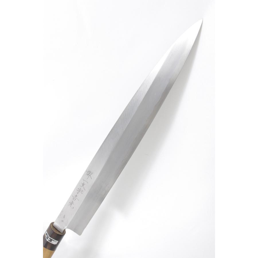 美品】堺一文字 吉光 柳包丁 一尺 栗型柄 鞘付 刃渡り約300mm 柳