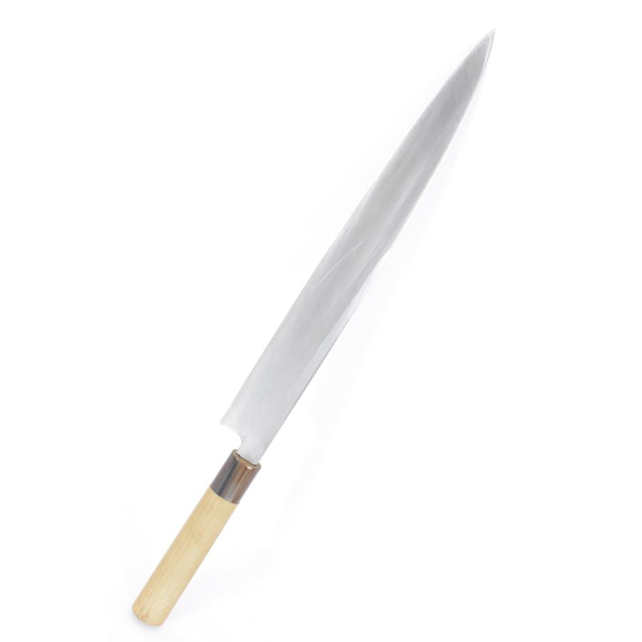 美品】堺一文字 吉光 柳包丁 一尺 栗型柄 鞘付 刃渡り約300mm 柳刃 和