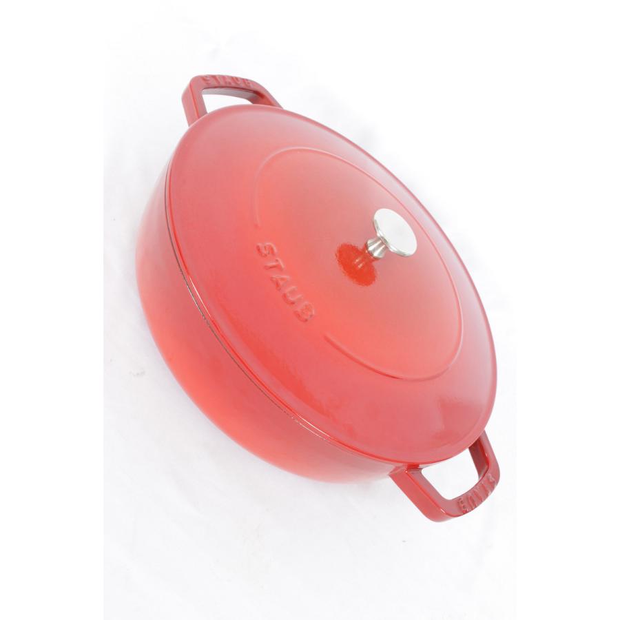 【美品】ストウブ ブレイザー ソテーパン 28cm チェリー 12612806 ホーロー鍋 40511-474-0 | Staub | 01