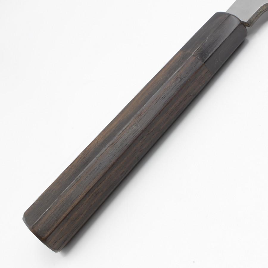 尚台正吉 上霞 鎌型薄刃包丁 八寸 八角 黒檀柄 刃渡り約240mm 和包丁