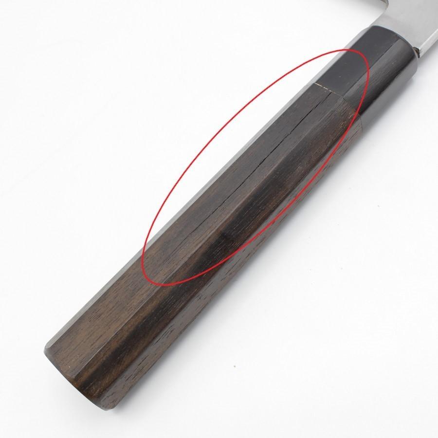 尚台正吉 上霞 鎌型薄刃包丁 八寸 八角 黒檀柄 刃渡り約240mm 和包丁