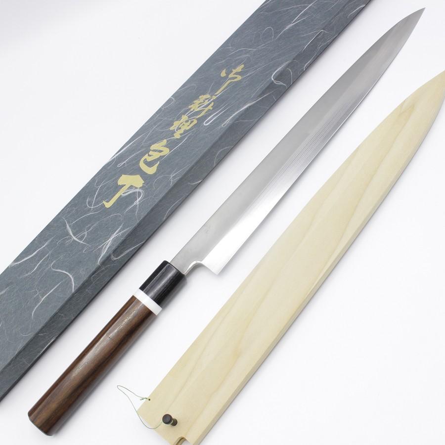 未使用】モリブデン鋼 柳包丁 一尺 栗型柄 刃渡り約300mm 和包丁 柳刃 