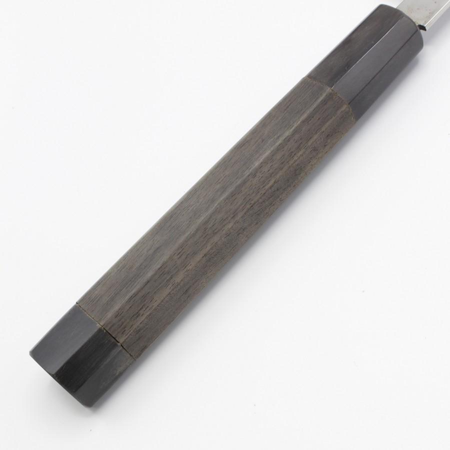 紀親 水本焼 白金鋼 てっさ包丁 一尺 八角黒檀柄 両鏡面 鞘付 刃渡り約