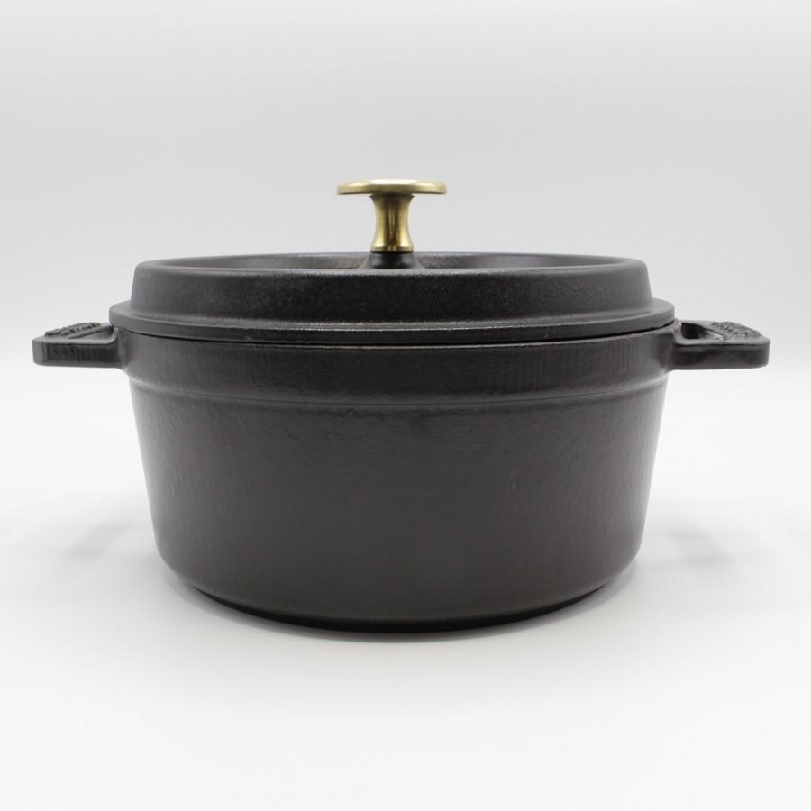 【美品】ストウブ ピコ・ココット ラウンド  18cm 40509-485 ブラック ホーロー 両手鍋 | ピコ・ココット | 01