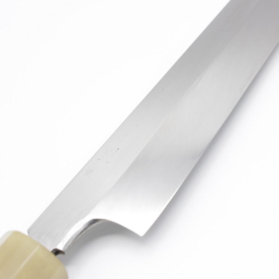未使用品】高鳳正國 水本焼 蛸引き包丁 一尺 鏡面 白鞘付 八角柄