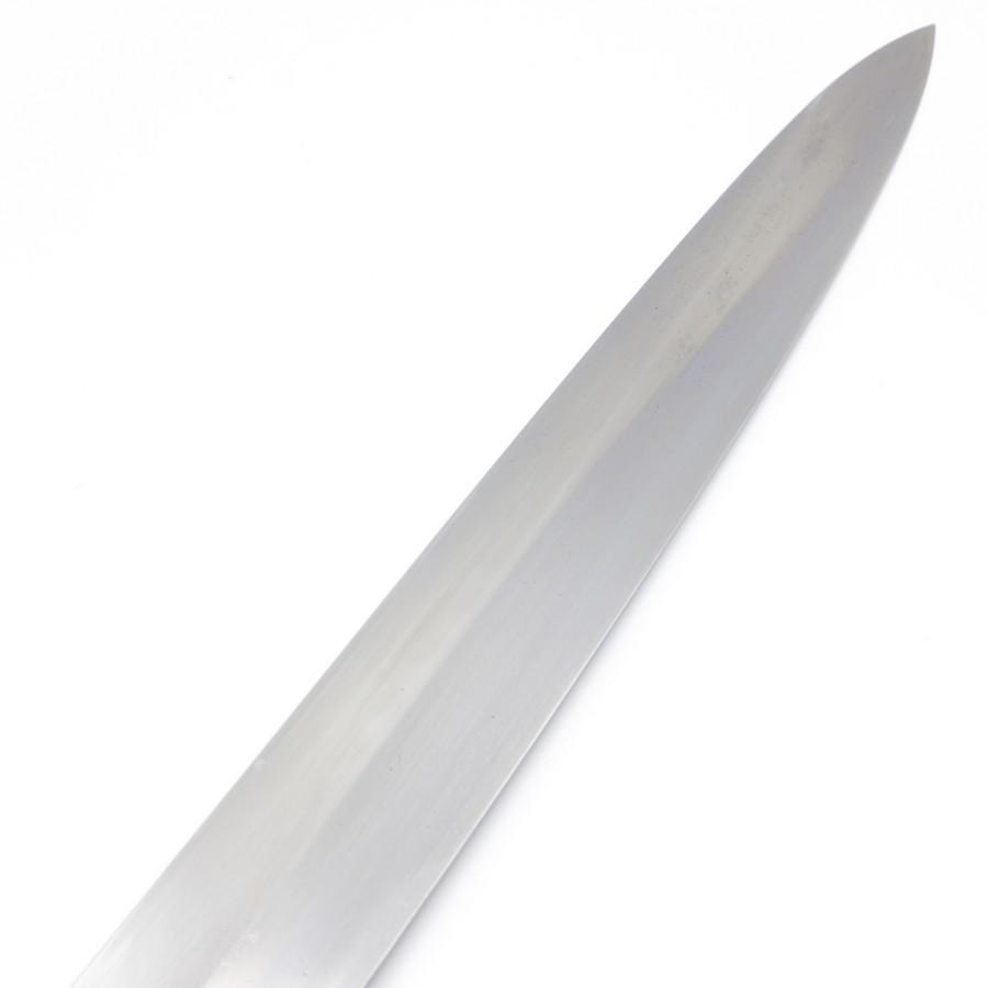 長寿 水本焼 柳包丁 仙 銀装 黒檀柄 目釘付き 鏡面 尺一 鞘付 八角柄