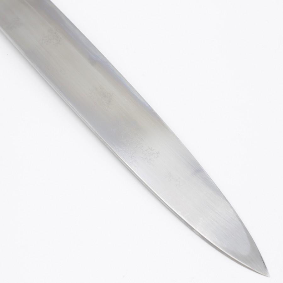 長寿 水本焼 柳包丁 仙 銀装 黒檀柄 目釘付き 鏡面 尺一 鞘付 八角柄