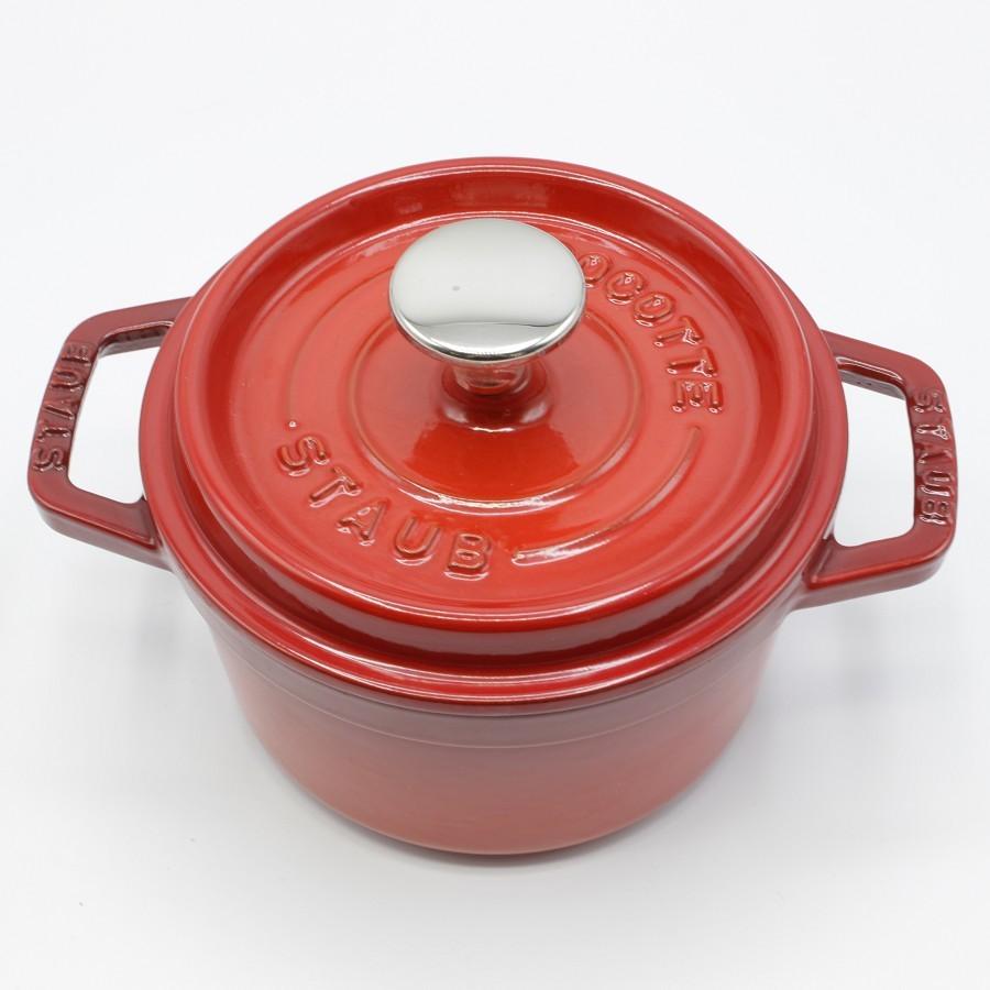 【美品】ストウブ ピコ・ココット ラウンド 14cm チェリー 40510-250 ホーロー 両手鍋 本体 | ピコ・ココット