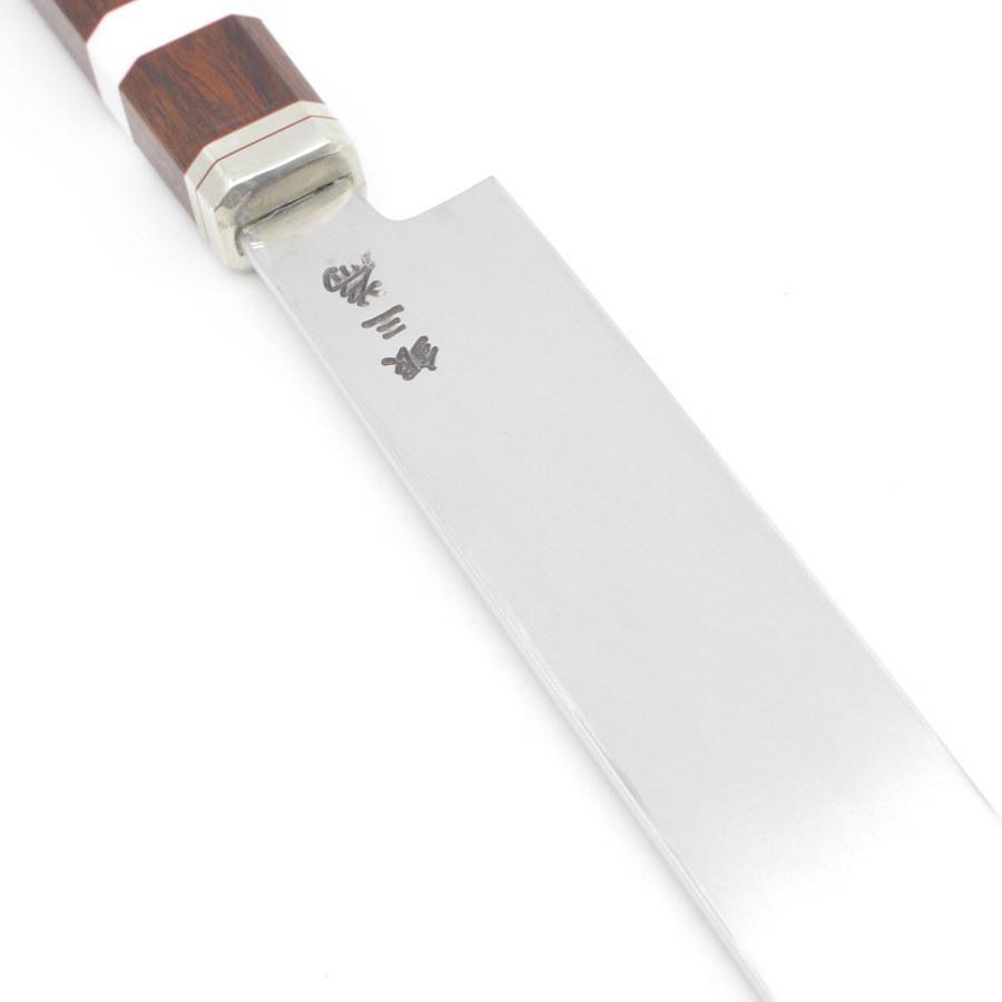 ボーナスストア+5％【未使用】堺孝行 為 紫電 先丸蛸引包丁 一尺 安来銀三鋼 鏡面仕上げ デザートアイアンウッド 刃渡り約300mm 和包丁 |  | 07