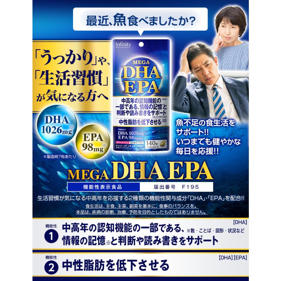 INFINITY（インフィニティ） MEGA DHA EPA 140粒 送料無料 機能性表示