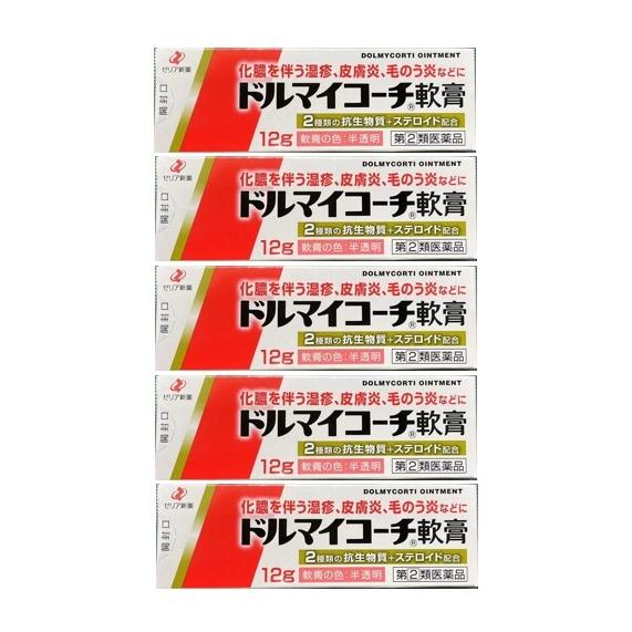 2249円 最安値に挑戦 送料無料 皮膚薬 指定第2類医薬品 ドルマイコーチ軟膏 12g 5個セット 化膿 湿疹 皮膚炎 あせも 虫さされ