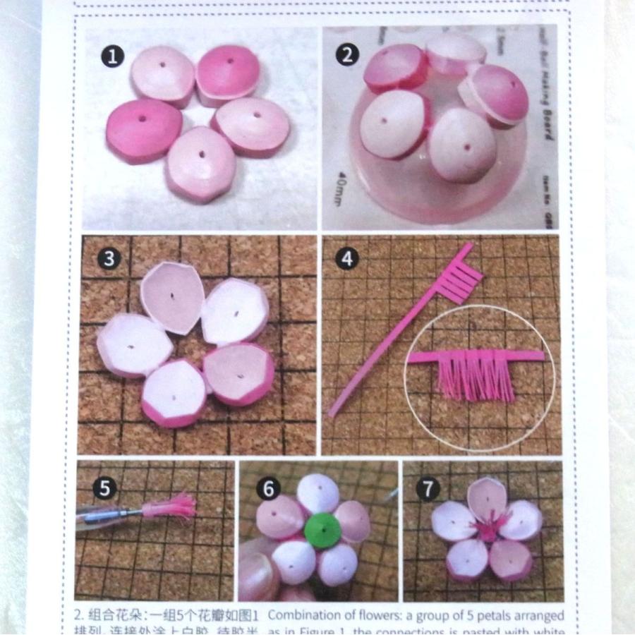 ペーパークイリングキット 「桃の花」バッグチャーム ペンダント