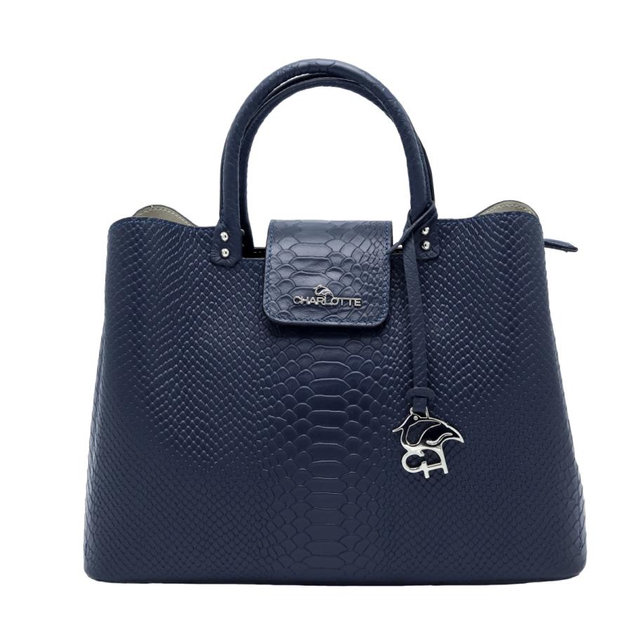 Charlotte】2WAY クロコダイル型押し ハンドバッグ イタリア製