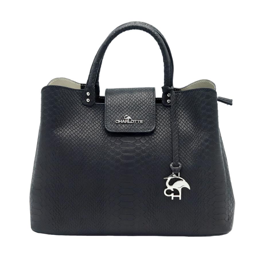 Charlotte】2WAY クロコダイル型押し ハンドバッグ イタリア製