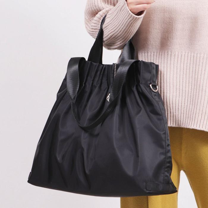 2タイプハンドル タックデザイン 2wayナイロンバッグ A4 レディース