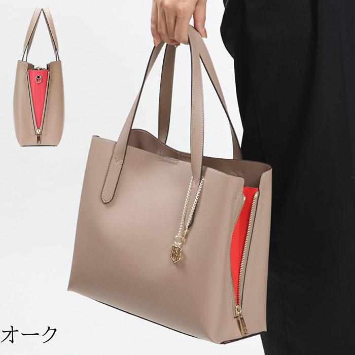 Bermosa サイドファスナー 変形配色デザイン 2WAYバッグ トートバッグ