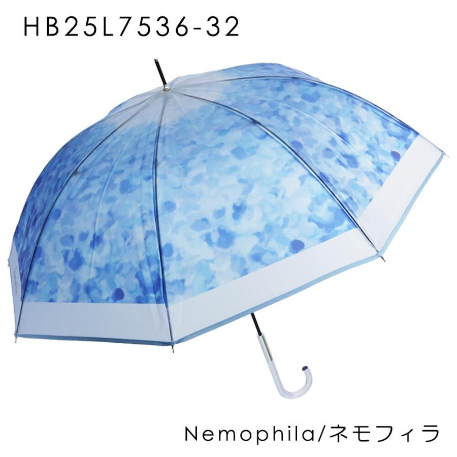 長傘】雨傘 半透明 ビニール 手開き 花柄 フラワー ネモフィラ さくら