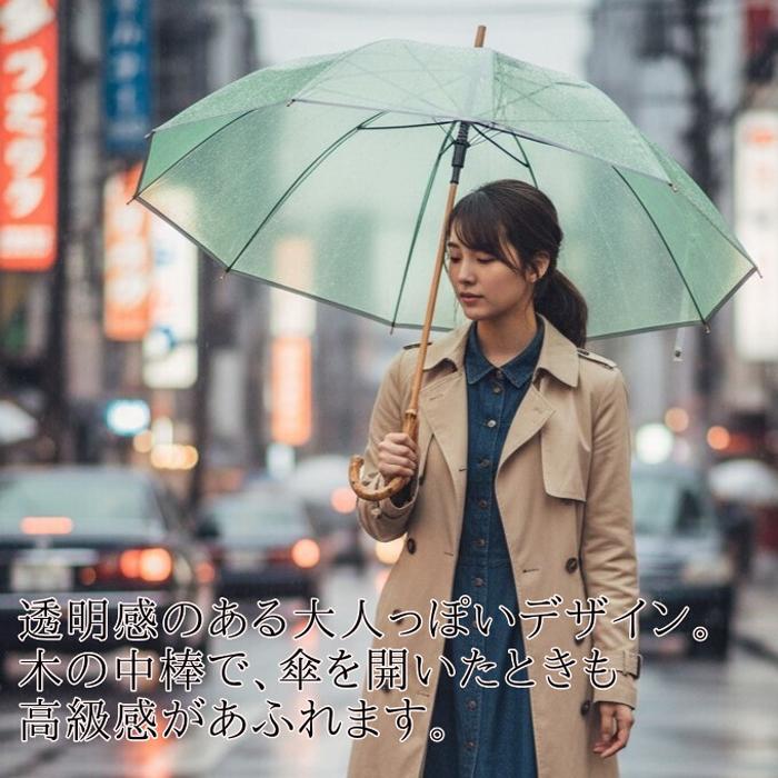雨傘 12本骨 ビニール 長傘 58cm パイピング クリア グラスファイバー