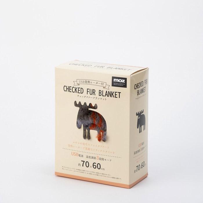 moz（モズ） 再入荷 チェック ファー USB ブランケット ひざ掛け 大判