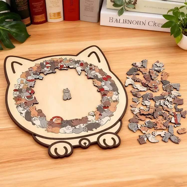 壁掛け かわいい 猫型パズルジグソーパズル 木製の猫型パズル 簡単