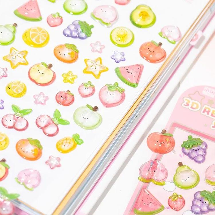 ボンボンシール フルーツ 4枚セット ネイル クリア 立体 ぷっくり 3D