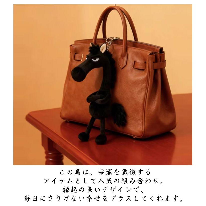 オレンジ馬型キーホルダー　　「ほしちゃん」用　ブラックのバッグ ペンダント 2026年 キーホルダー 馬のぬいぐるみ 干支動物キーホルダー