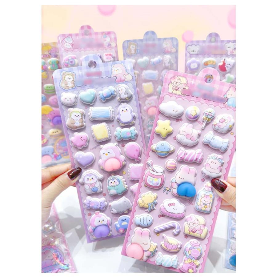 3枚セット 動物 クマ おはじきシール お尻シール アニマル ぷにぷに