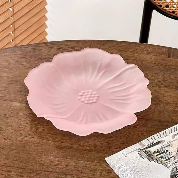 花びら形のプレート ガラス皿 すりガラス 2枚セット 洋菓子 プレート