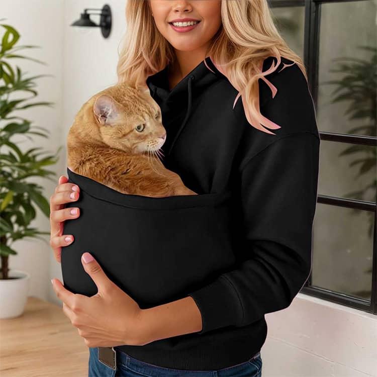 猫 フード付き ポケット 猫抱っこ用服 トレーナー スウェット 猫入れる