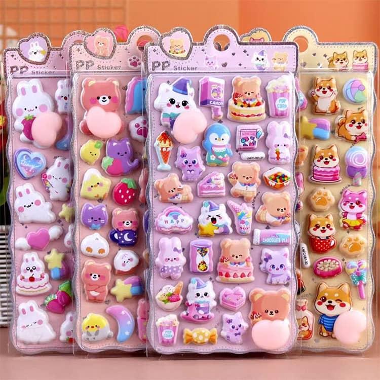 動物 ぷにぷにおしりシール 8枚セット 3D立体 マシュマロシール 可愛い