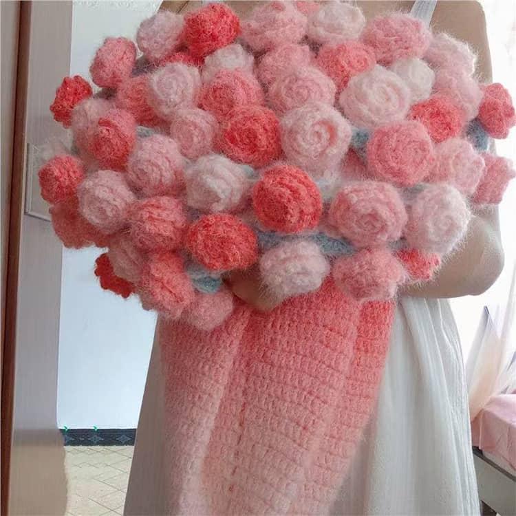 DIY グラデーション かぎ針編みキット 手編み バラの花束の
