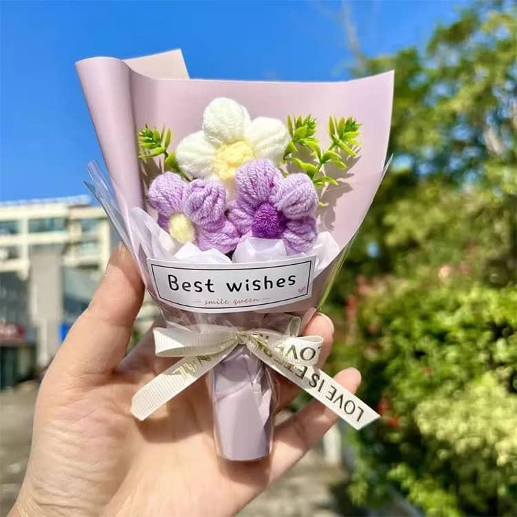 ニットフラワーブーケ ミニサイズ かぎ針編み 可愛い 手編み花 手編み