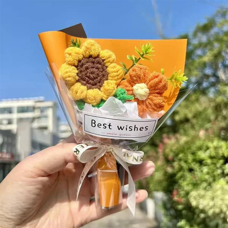 ニットフラワーブーケ ミニサイズ かぎ針編み 可愛い 手編み花 手編み