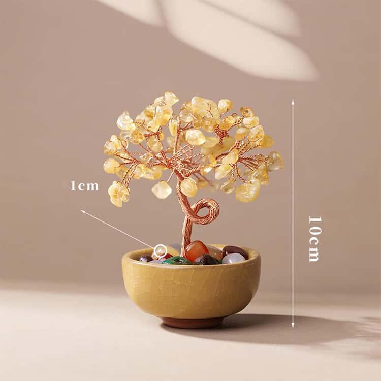 シトリン ミニ盆栽 卓上飾り 風水 置物 ビーズ 水晶 選べる20種 盆栽