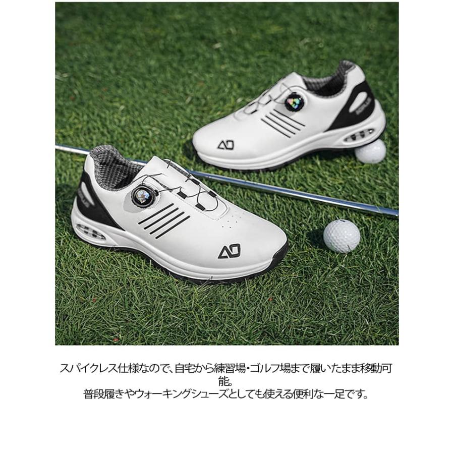 練習場 紐なし ダイヤル式 スパイクレス 運動靴 幅広 メンズ 