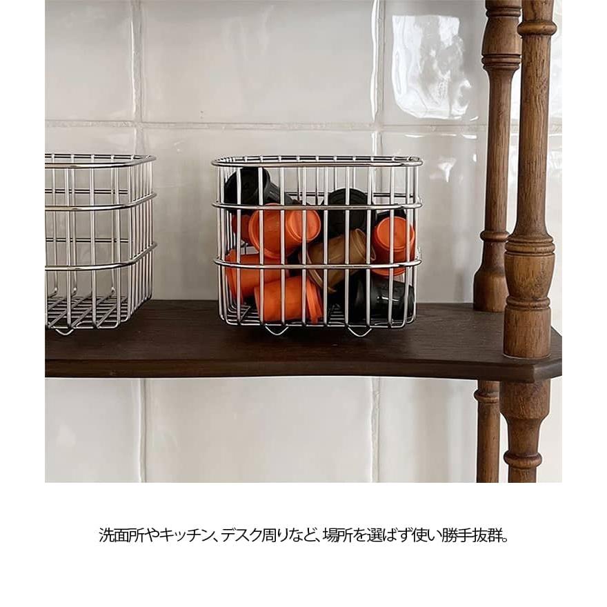 [美品] ステンレス製　給食カゴ　ワイヤーバスケット　4つセット ステンレスかご 【2個セット】 ステンレスバスケット ワイヤー
