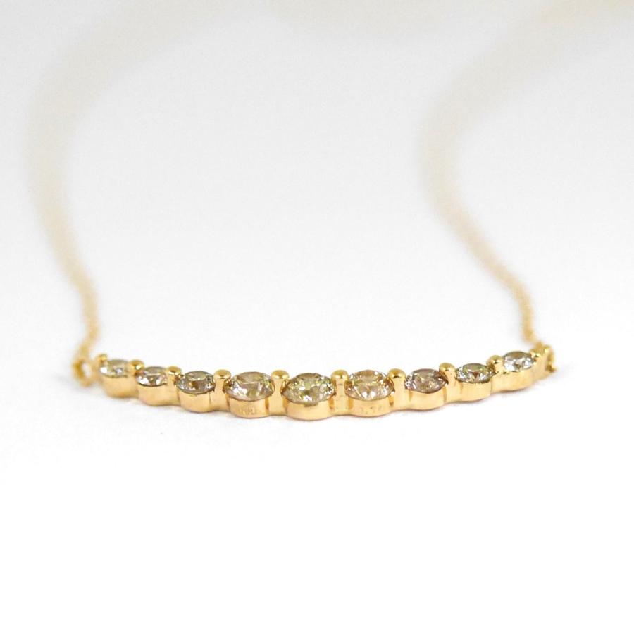 ダイヤモンド0.3ct ゴールド スマイル ペンダントトップネックレス K18 