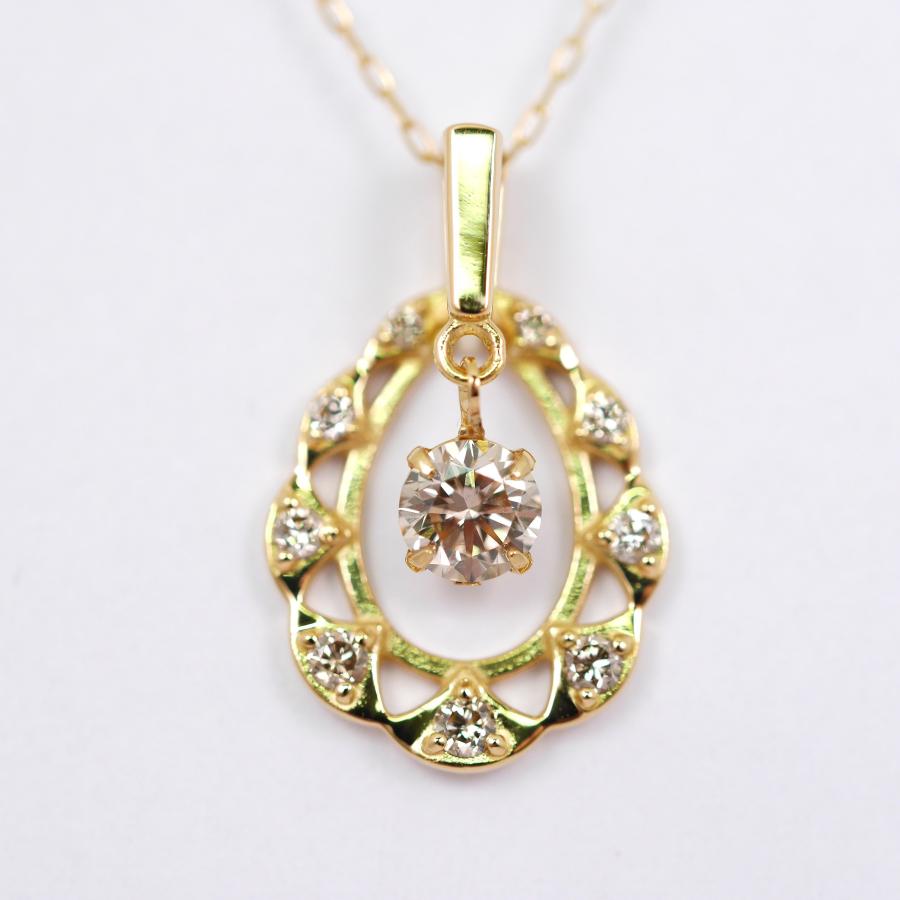 シングルダンシングストーン K18 ダイヤモンド0.25ct ペンダント 